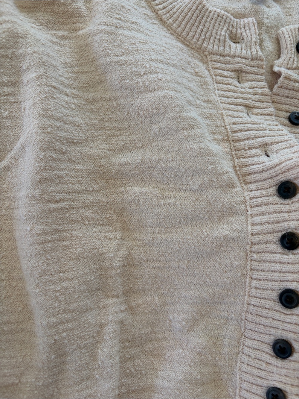 Madewell Textured Knit Button-Front Cardigan Sweater - Cream and Rust - Picture 3 of 8